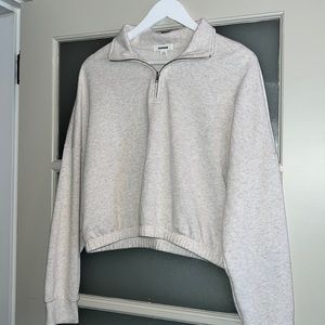 Cream/white grey cropped half-zip sweater from Garage